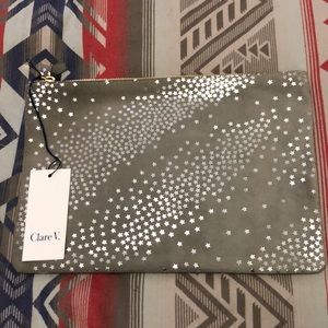 Clare V suede star clutch